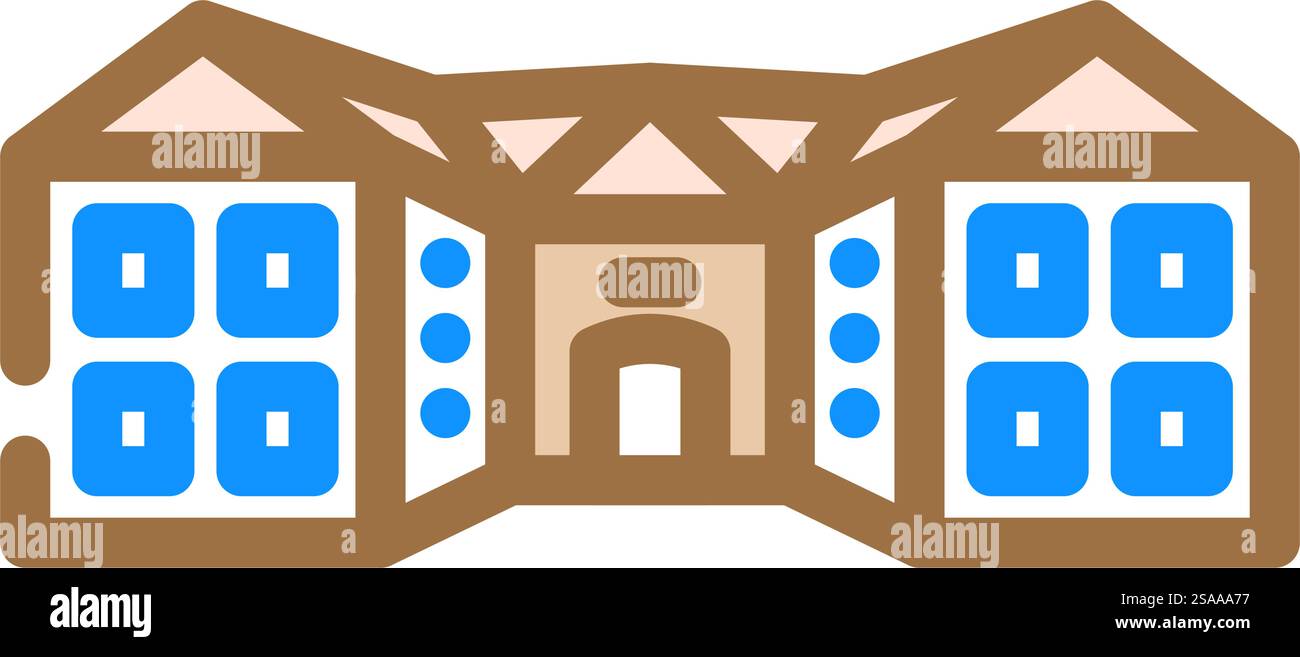 vecteur d'icône de couleur de bâtiment d'école en dehors. panneau extérieur du bâtiment de l'école. illustration de symbole isolé. illustration vectorielle d'icône de couleur de bâtiment d'école en dehors Illustration de Vecteur