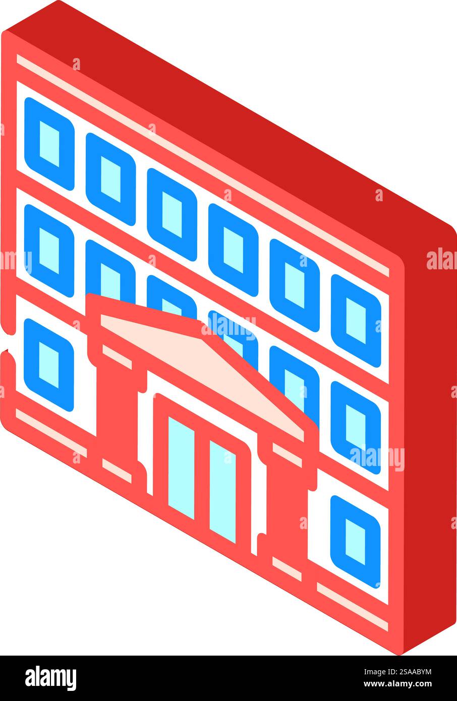 vecteur d'icône isométrique de bâtiment d'école d'enfant. panneau de construction d'école pour enfants. illustration de symbole isolé. illustration vectorielle d'icône isométrique de bâtiment d'école d'enfant Illustration de Vecteur