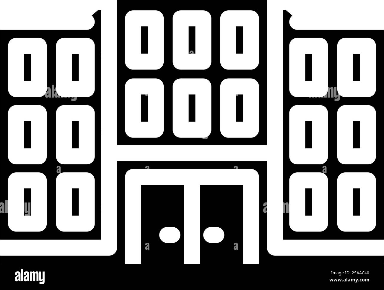 vecteur d'icône de glyphe de bâtiment d'école de campus. panneau de construction d'école de campus. illustration de symbole isolé. illustration vectorielle d'icône de glyphe de bâtiment d'école de campus Illustration de Vecteur