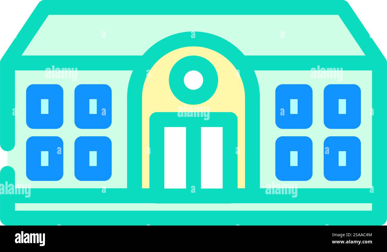 vecteur d'icône de couleur de bâtiment d'école élémentaire. panneau de construction d'école primaire. illustration de symbole isolé. illustration vectorielle d'icône de couleur de bâtiment d'école élémentaire Illustration de Vecteur