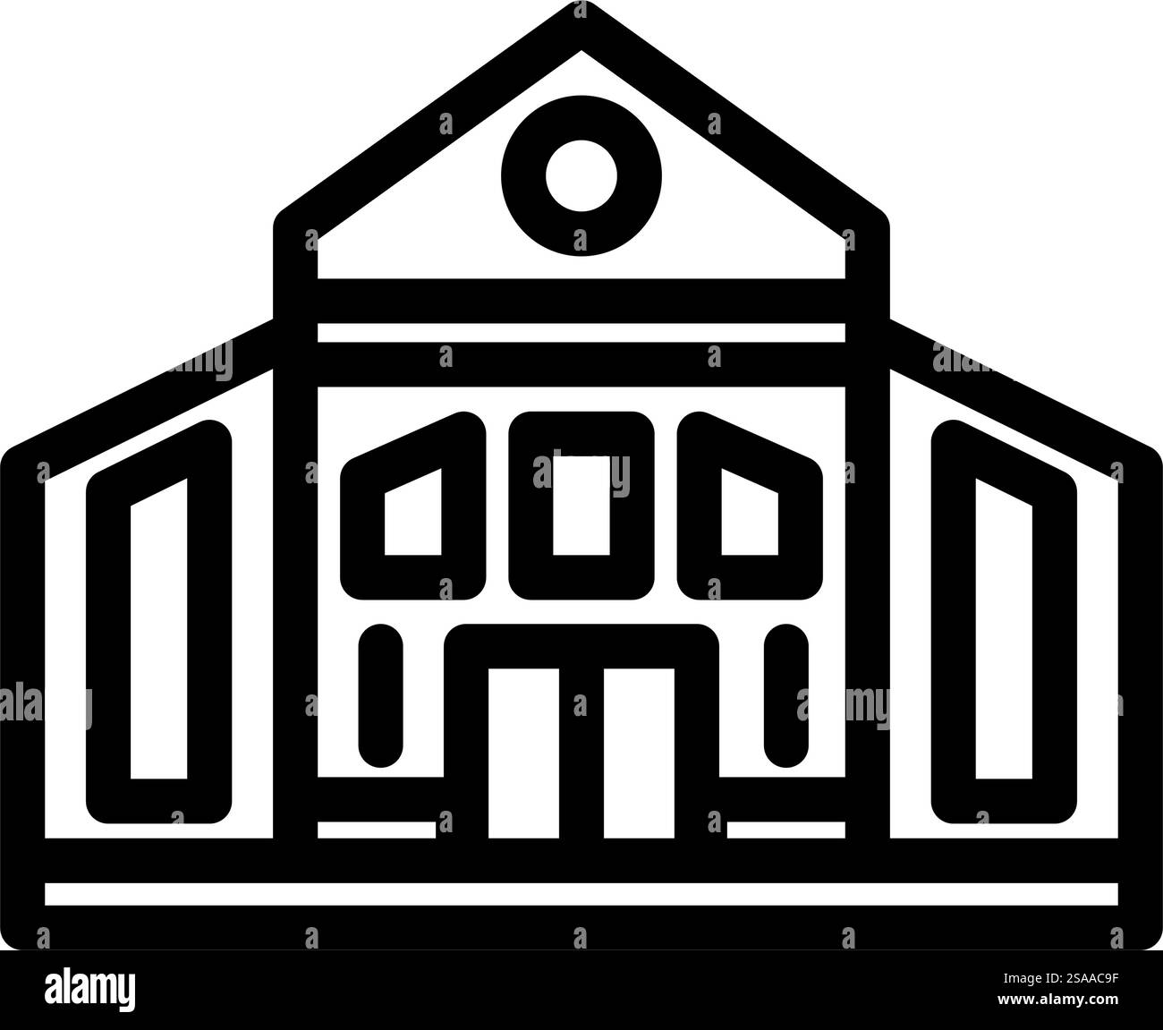 vecteur d'icône de ligne de construction d'école primaire. panneau de construction de l'école primaire. illustration noire du symbole de contour isolé. illustration vectorielle d'icône de ligne de construction d'école primaire Illustration de Vecteur