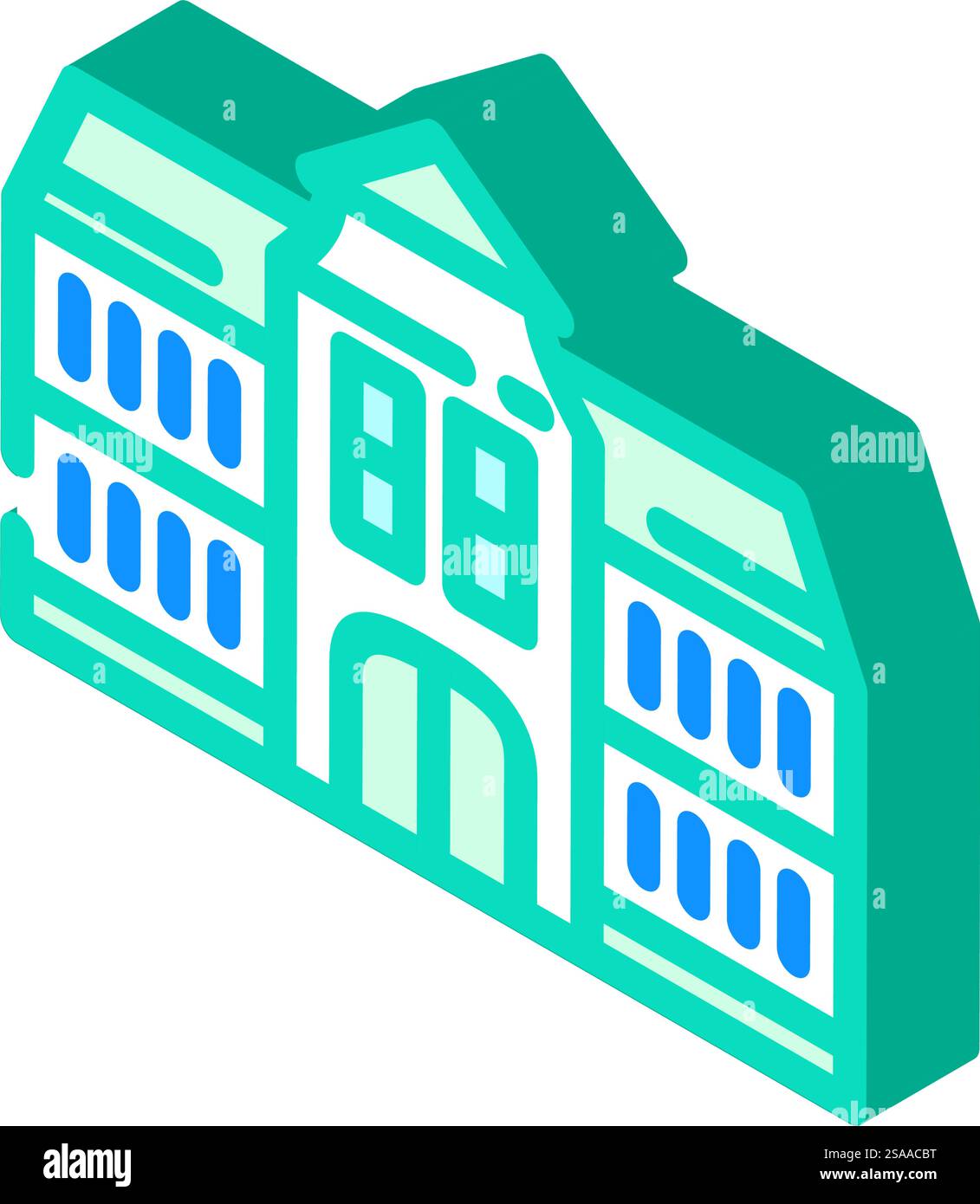 vecteur d'icône isométrique de bâtiment d'école universitaire. enseigne de construction d'école universitaire. illustration de symbole isolé. illustration vectorielle d'icône isométrique de bâtiment d'école d'université Illustration de Vecteur