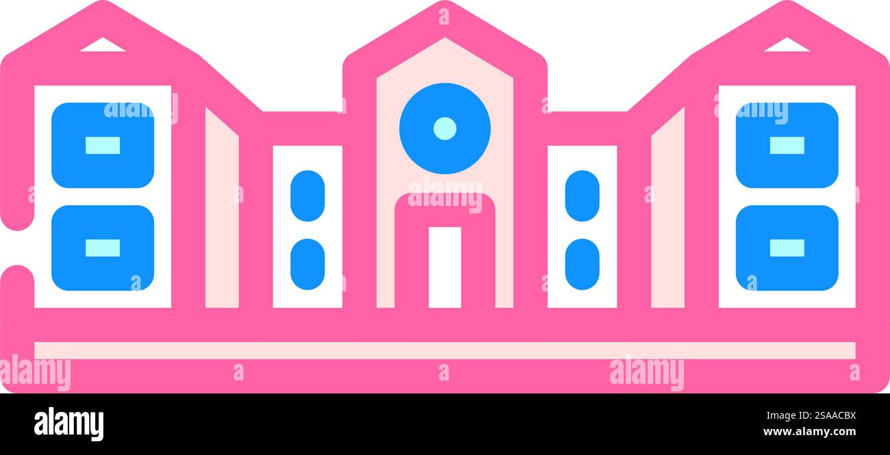 vecteur d'icône de couleur de bâtiment d'école de ville. panneau de construction d'école de ville. illustration de symbole isolé. illustration vectorielle d'icône de couleur de bâtiment d'école de ville Illustration de Vecteur