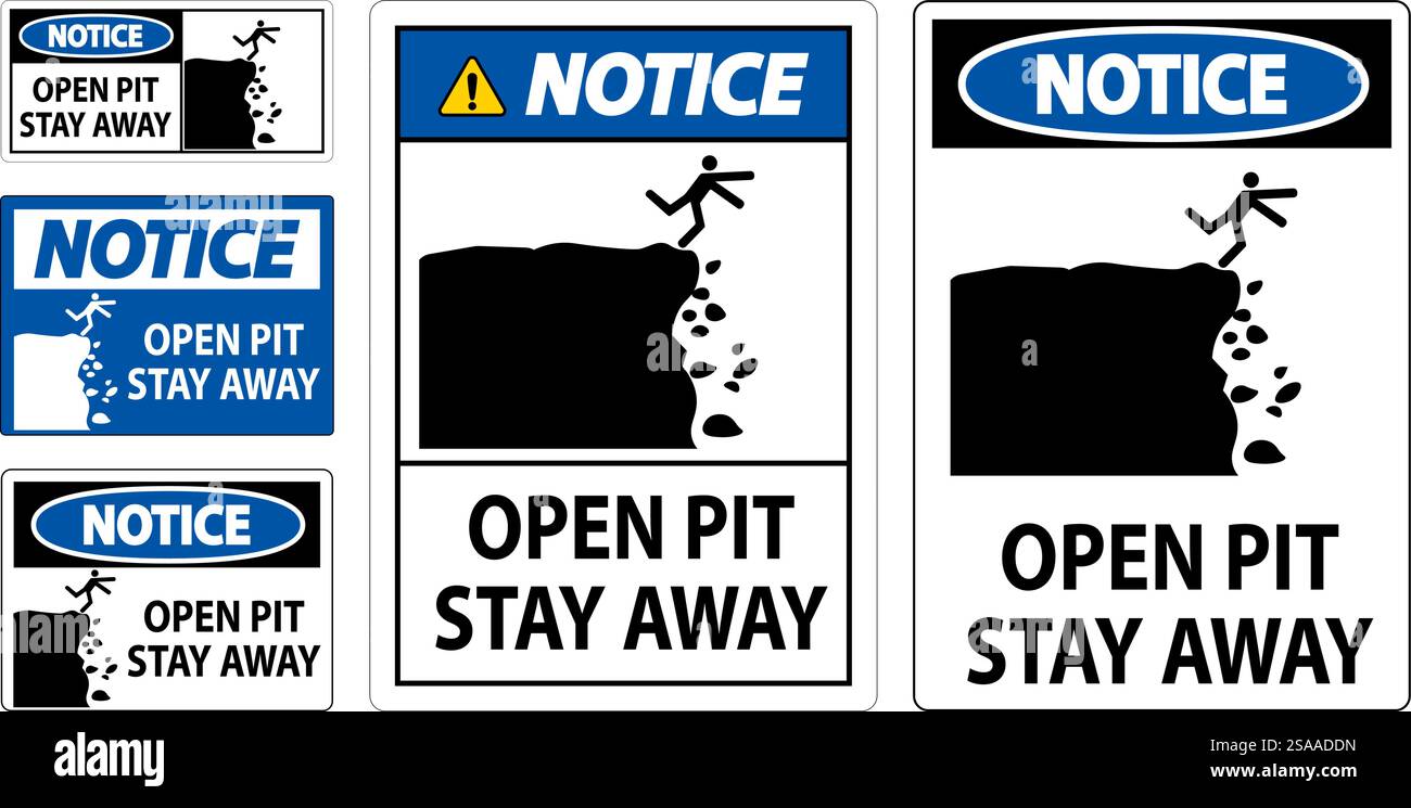 Panneau d'avis Open Pit, restez à l'écart Illustration de Vecteur