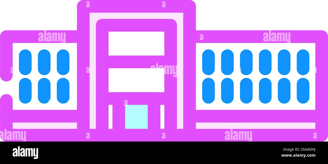 vecteur d'icône de couleur de bâtiment d'école d'installation. panneau de construction d'école d'installation. illustration de symbole isolé. illustration vectorielle d'icône de couleur de bâtiment d'école d'installation Illustration de Vecteur