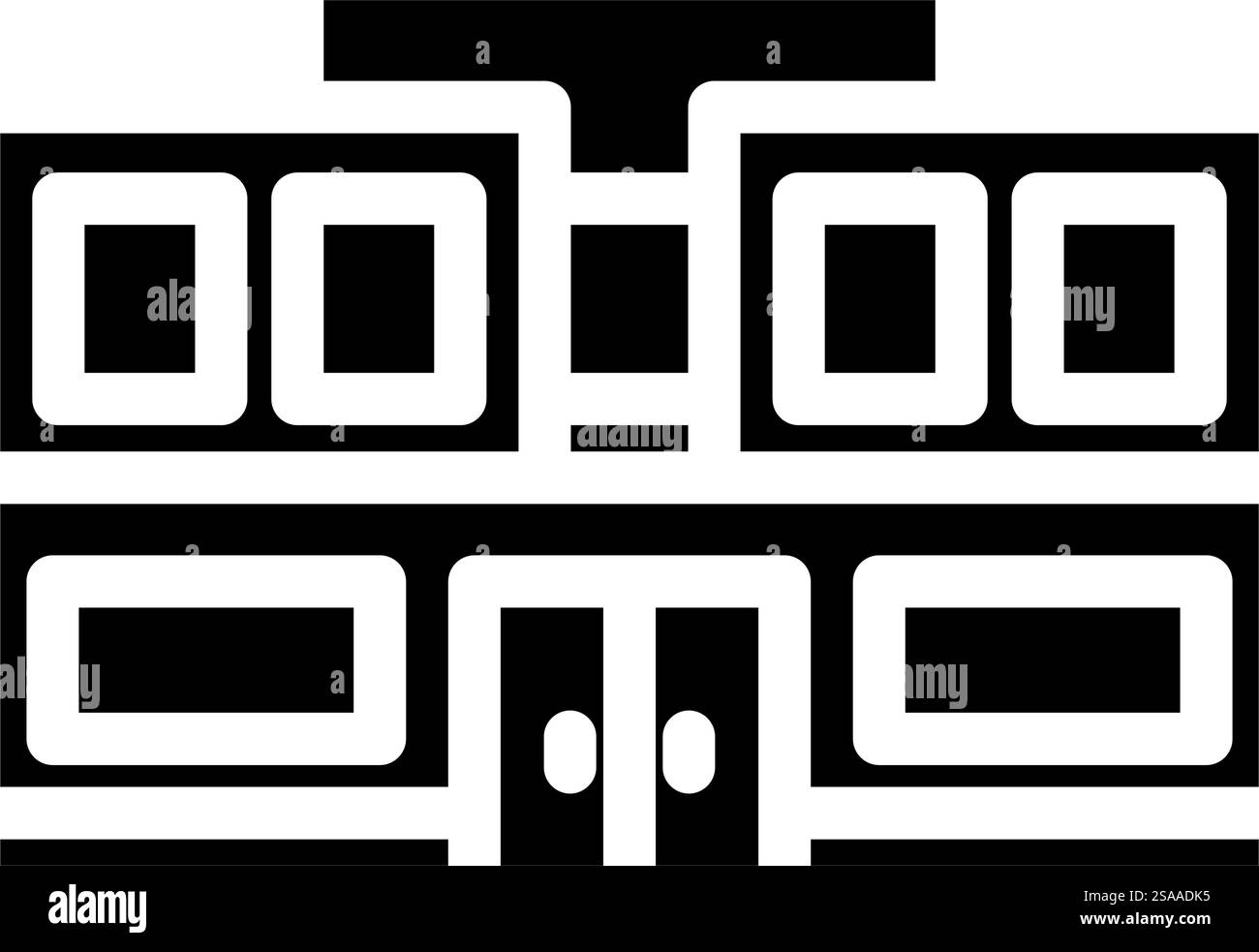 vecteur d'icône de glyphe de bâtiment d'école moderne. panneau de construction d'école moderne. illustration de symbole isolé. illustration vectorielle d'icône de glyphe de bâtiment d'école moderne Illustration de Vecteur