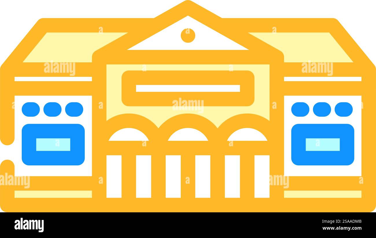 vecteur d'icône de couleur de bâtiment d'école d'académie. enseigne de construction d'école d'académie. illustration de symbole isolé. illustration vectorielle d'icône de couleur de bâtiment d'école d'académie Illustration de Vecteur