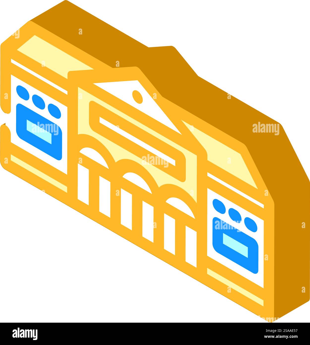 vecteur d'icône isométrique de bâtiment d'école d'académie. enseigne de construction d'école d'académie. illustration de symbole isolé. illustration vectorielle d'icône isométrique de bâtiment d'école d'académie Illustration de Vecteur