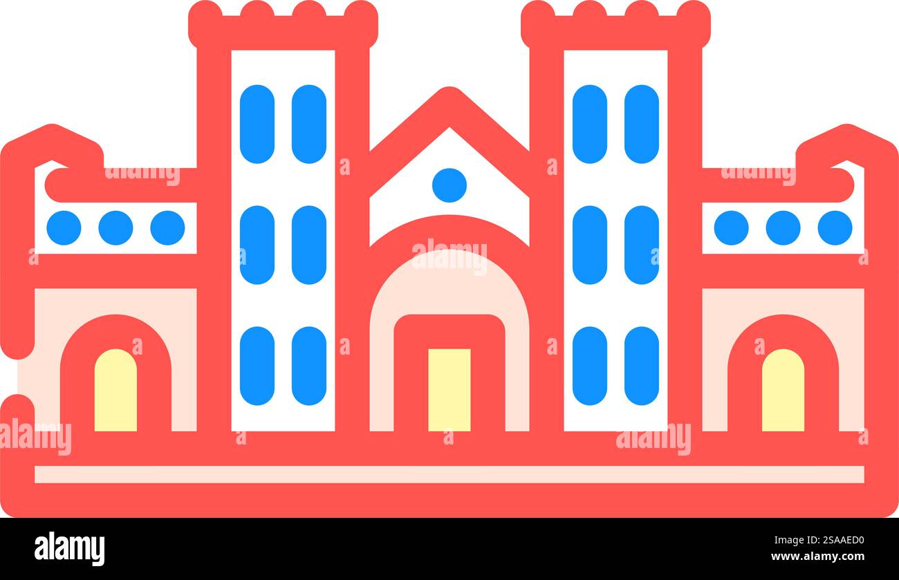 vecteur d'icône de couleur de bâtiment d'école de maison. enseigne de construction d'école de maison. illustration de symbole isolé. illustration vectorielle d'icône de couleur de bâtiment d'école de maison Illustration de Vecteur