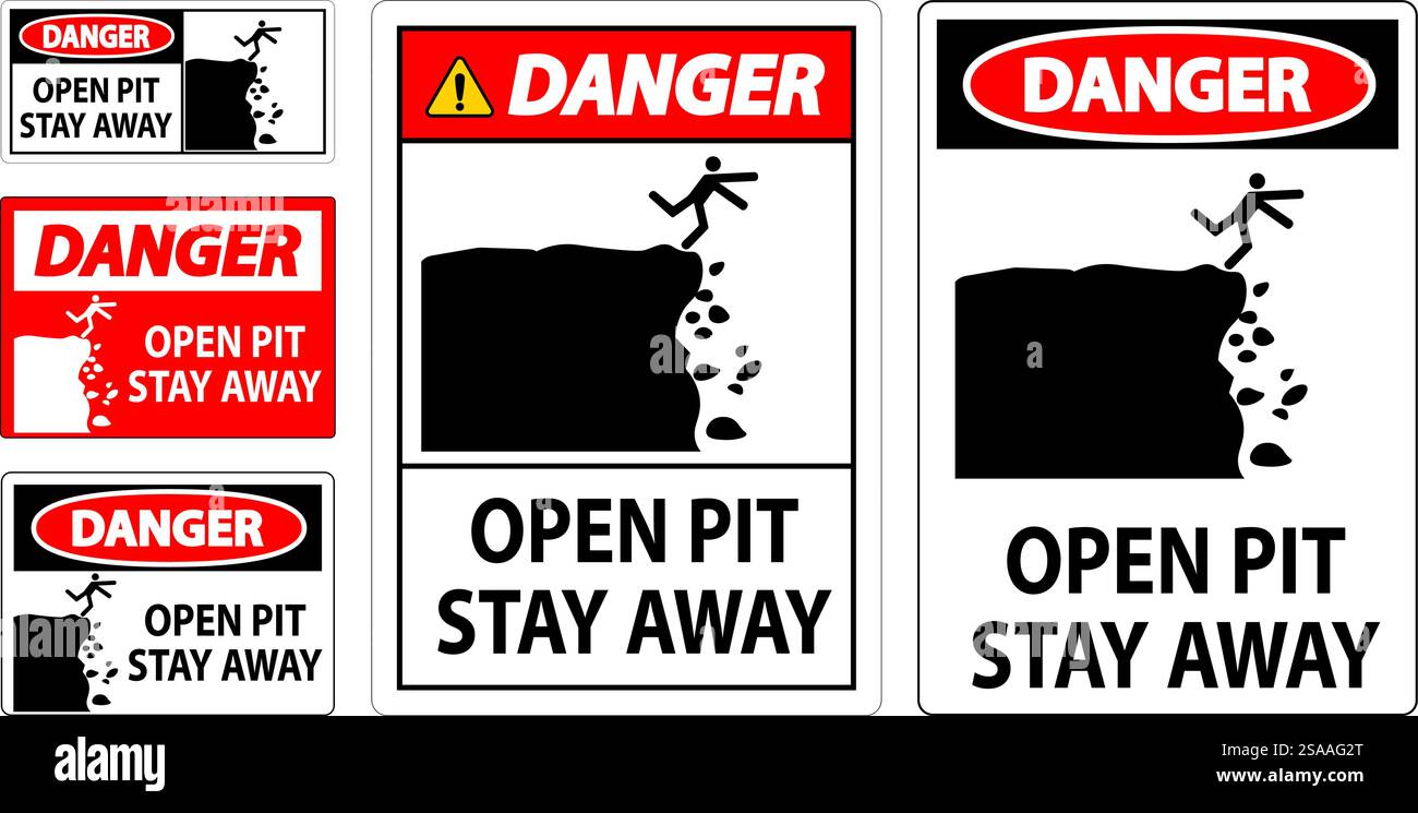 Panneau danger Ouvrir la fosse, rester à l'écart Illustration de Vecteur