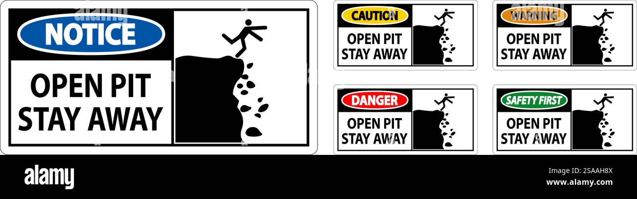 Panneau danger Ouvrir la fosse, rester à l'écart Illustration de Vecteur
