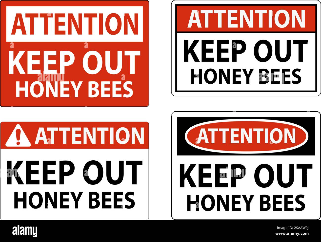 Panneau d'avertissement ne pas entrer - abeilles mellifères Illustration de Vecteur