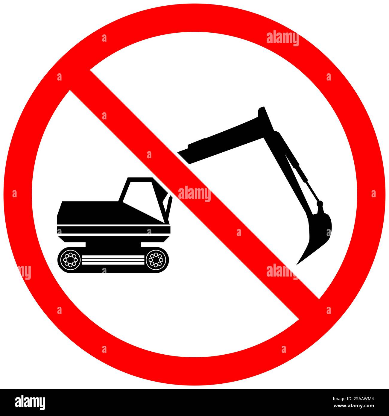Pas de panneau excavateur. Signes et symboles interdits. Illustration de Vecteur
