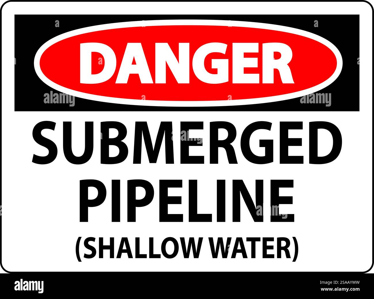Panneau danger canalisation submergée (eau peu profonde) Illustration de Vecteur