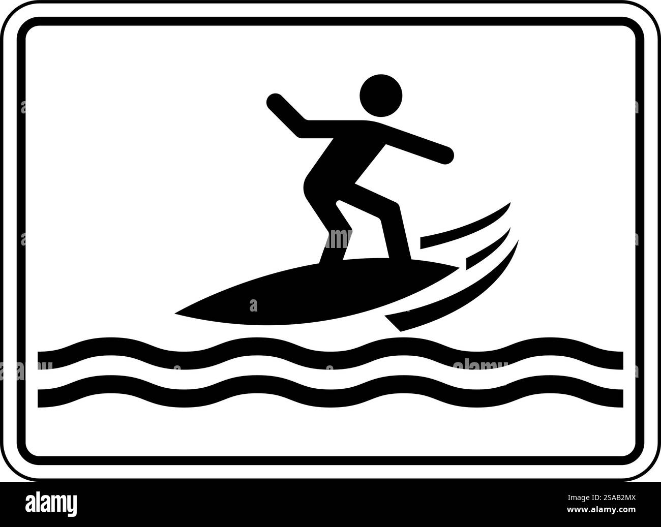 Avertissement relatif à l'eau - zone de surf Illustration de Vecteur
