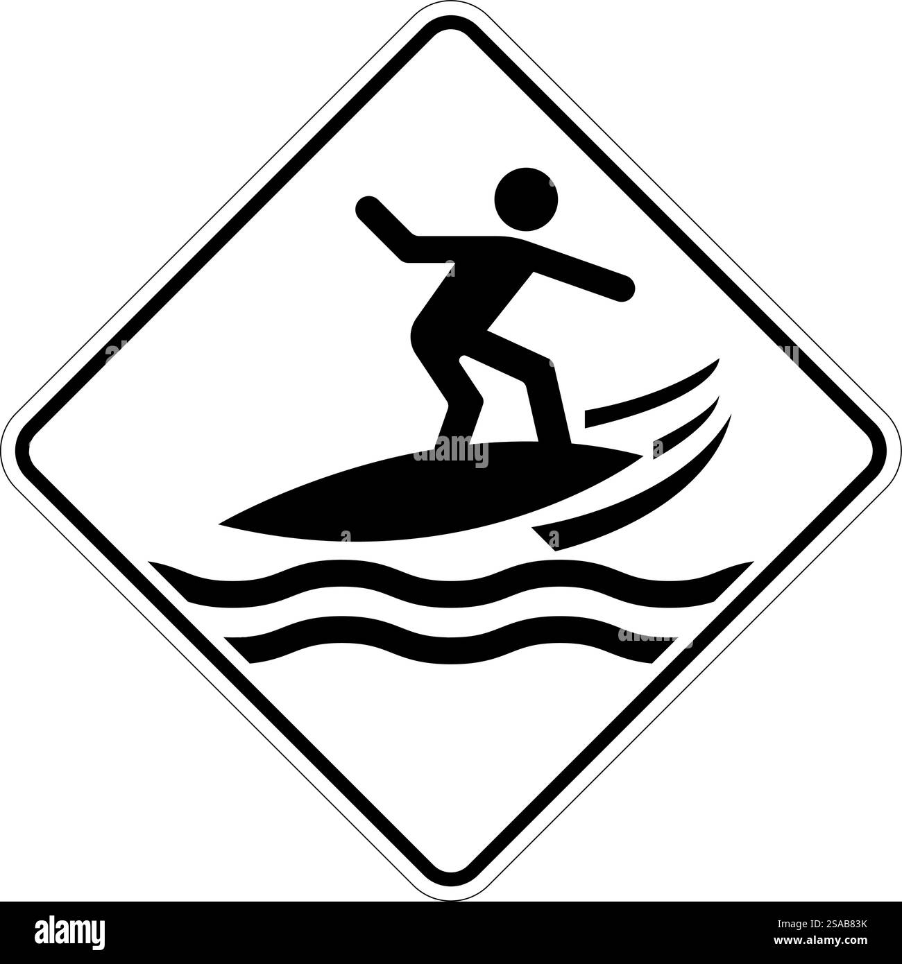Avertissement relatif à l'eau - zone de surf Illustration de Vecteur