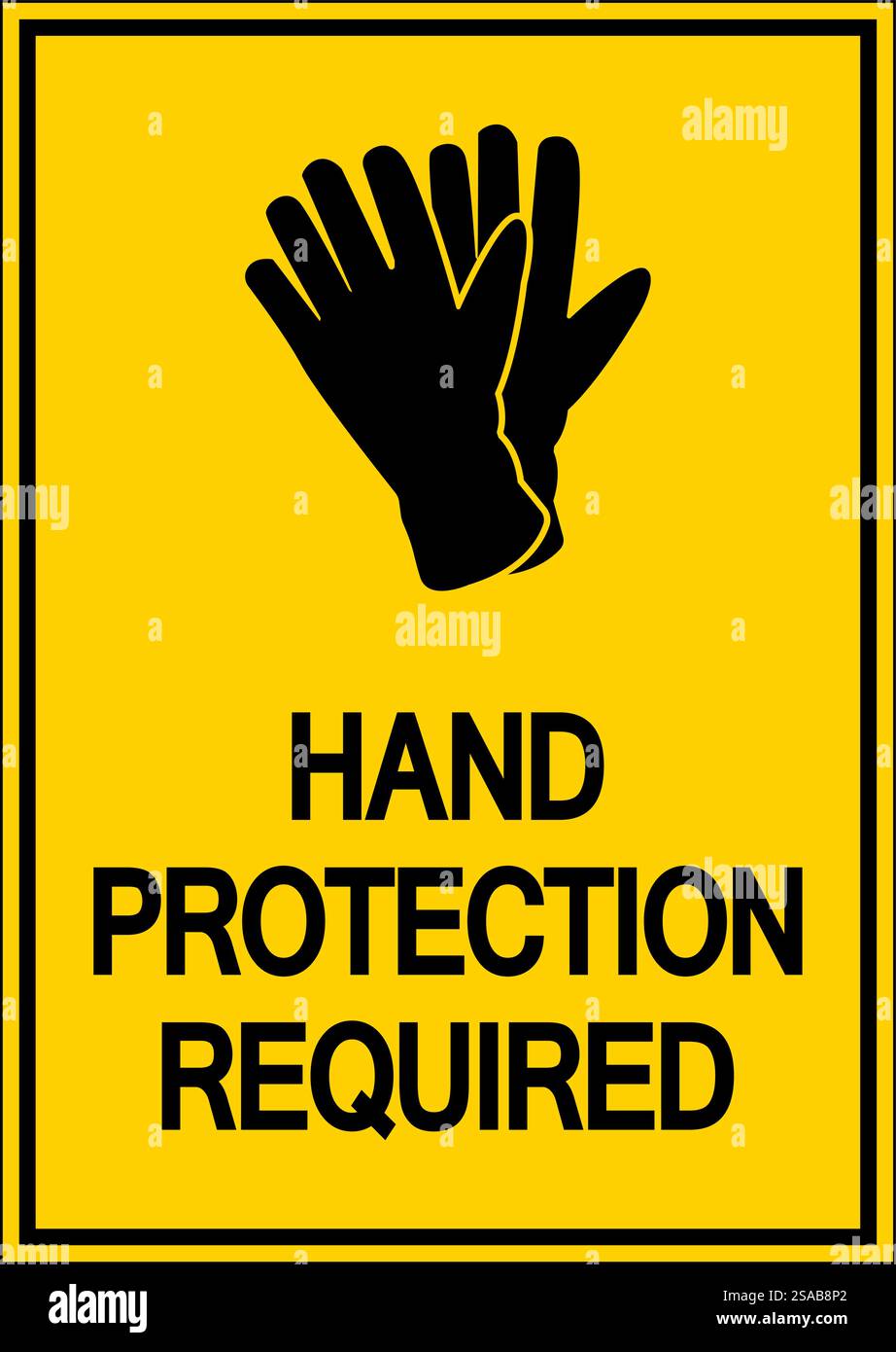 Panneau attention protection des mains requise Illustration de Vecteur