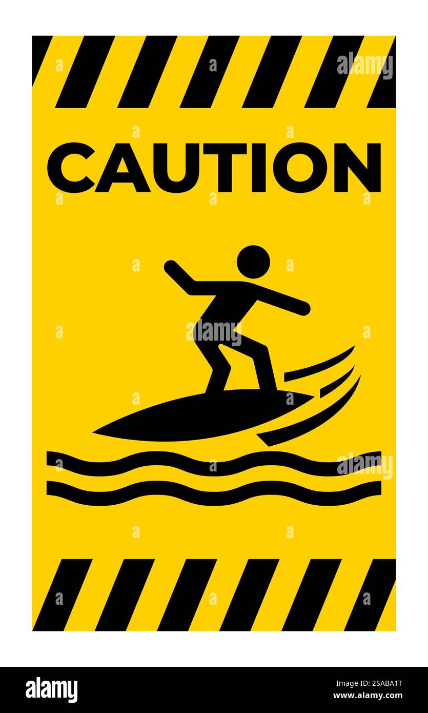 Avertissement relatif à l'eau - zone de surf Illustration de Vecteur