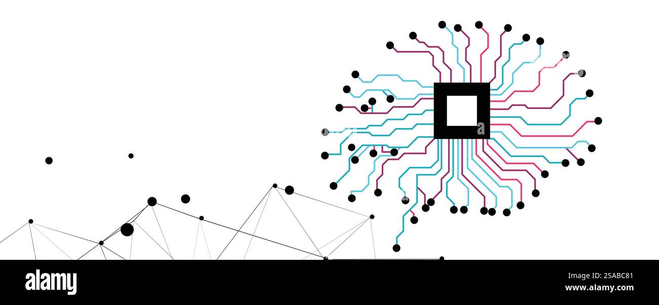 Cerveau humain abstrait. Intelligence artificielle nouvelle technologie. Science contexte futuriste Illustration de Vecteur
