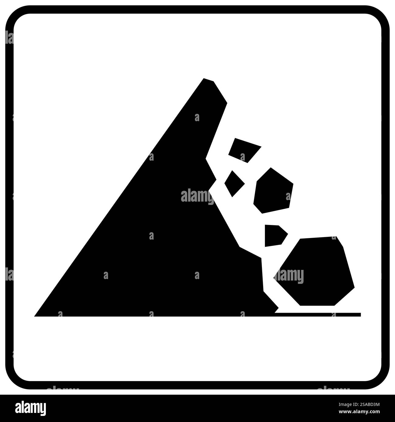 Panneau d'avertissement routier, symbole de chute de rochers de montagne Illustration de Vecteur
