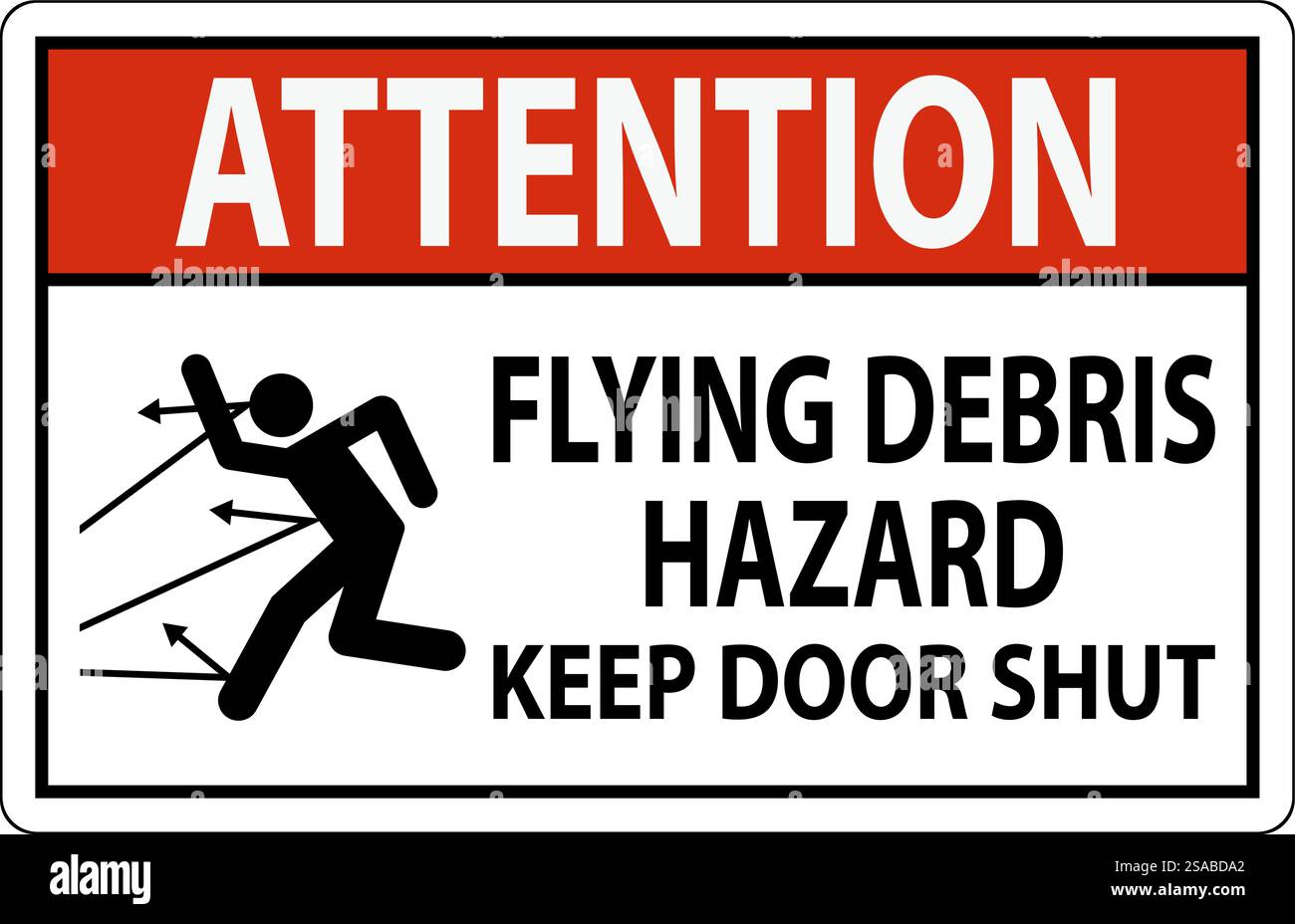 Avertissement, risque de débris volants, garder la porte fermée Illustration de Vecteur