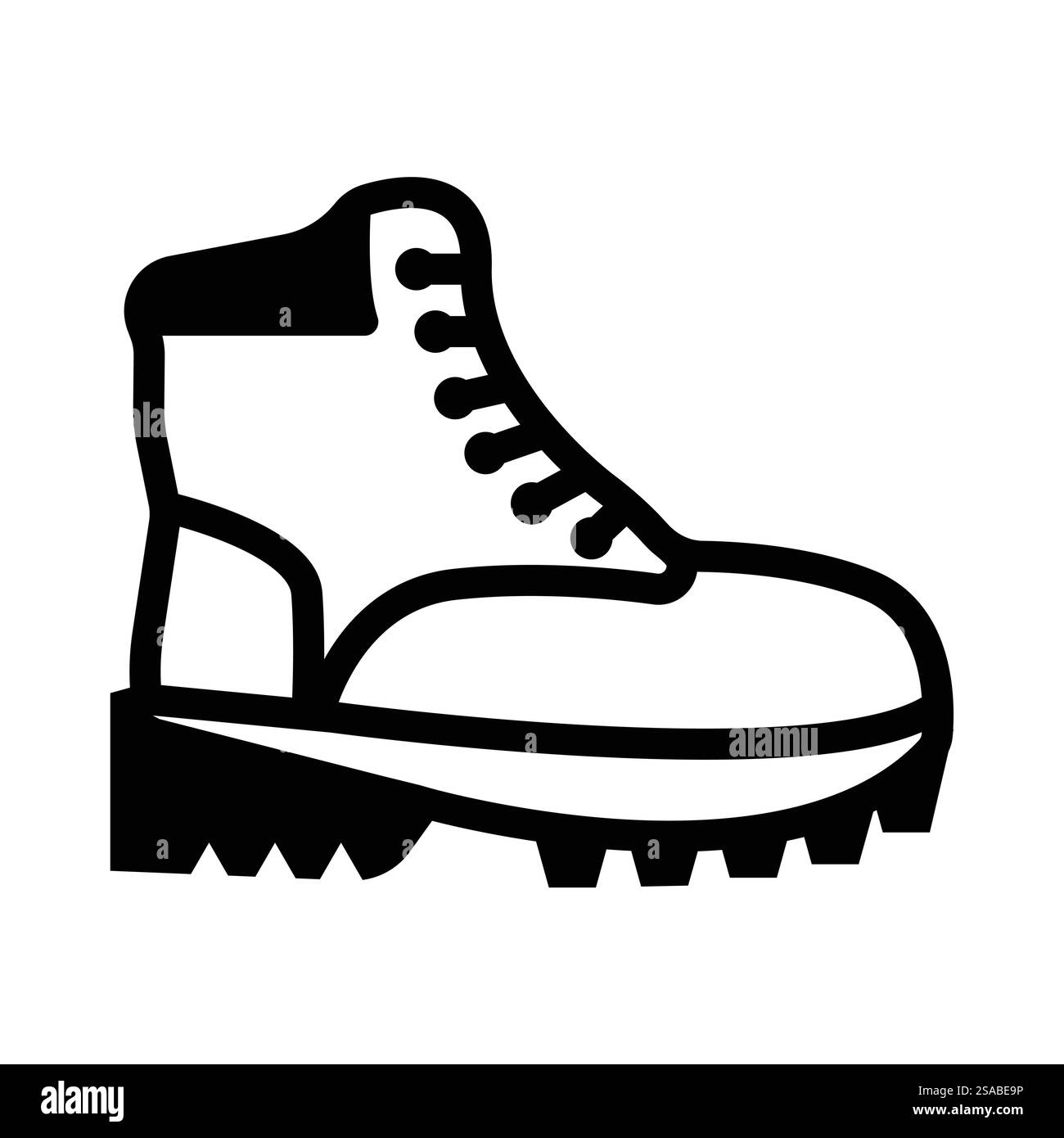 Icône de chaussure de randonnée simple et audacieuse représentant les aventures en plein air, les voyages et l'exploration. Idéal pour divers projets graphiques et de design liés à la nature et à l'activité. Illustration de Vecteur