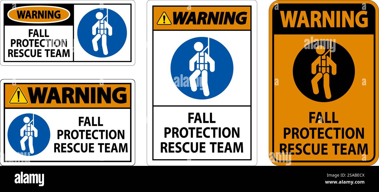 Décalcomanies de casque, avertissement équipe de protection contre les chutes Illustration de Vecteur