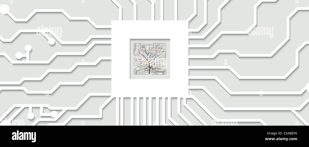 Cerveau humain abstrait. Intelligence artificielle nouvelle technologie. Science contexte futuriste Illustration de Vecteur