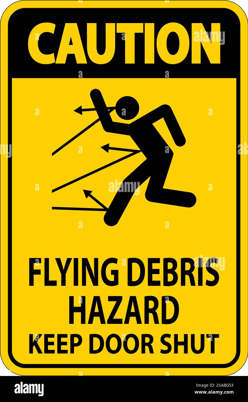 Avertissement, risque de débris volants, garder la porte fermée Illustration de Vecteur