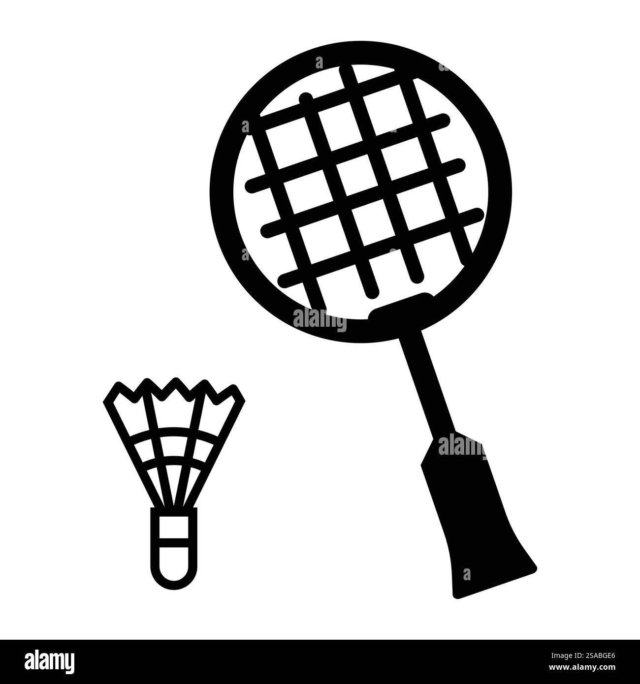 Badminton icône noire sur fond blanc Illustration de Vecteur