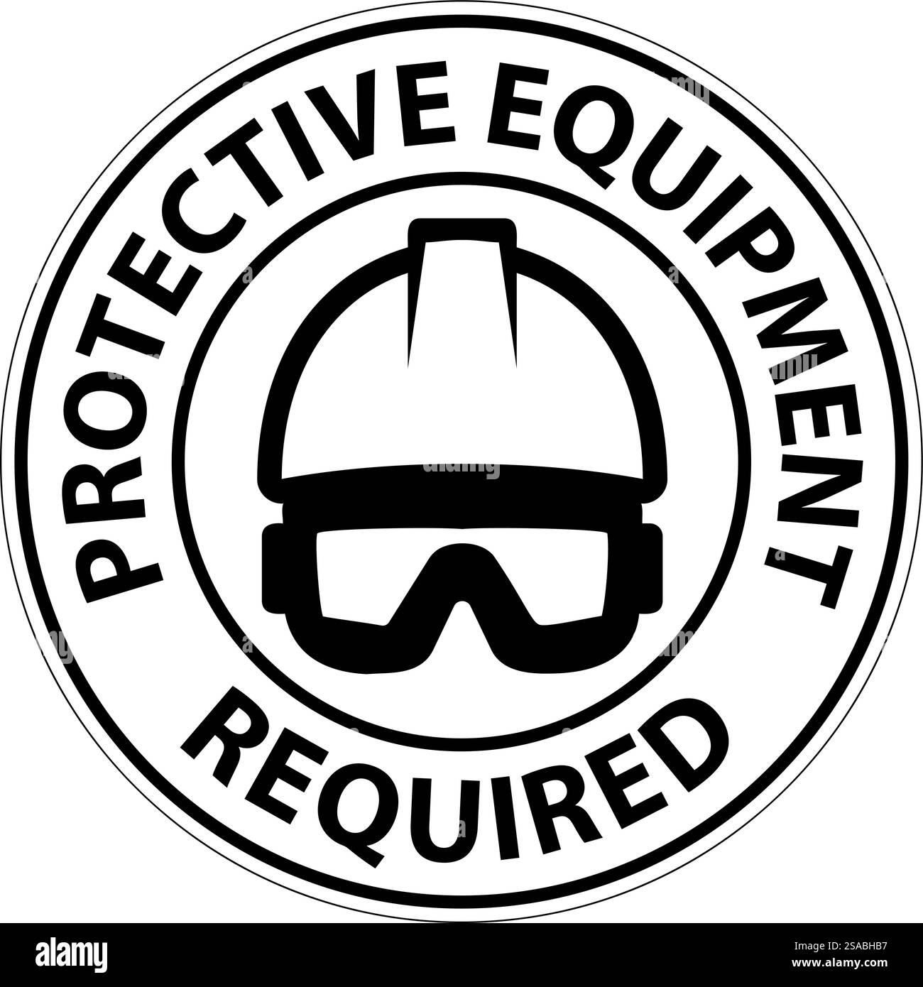 Ce symbole graphique indique qu'un équipement de protection est requis pour la sécurité dans les zones de travail. Idéal pour la construction, les environnements industriels et dangereux. Illustration de Vecteur