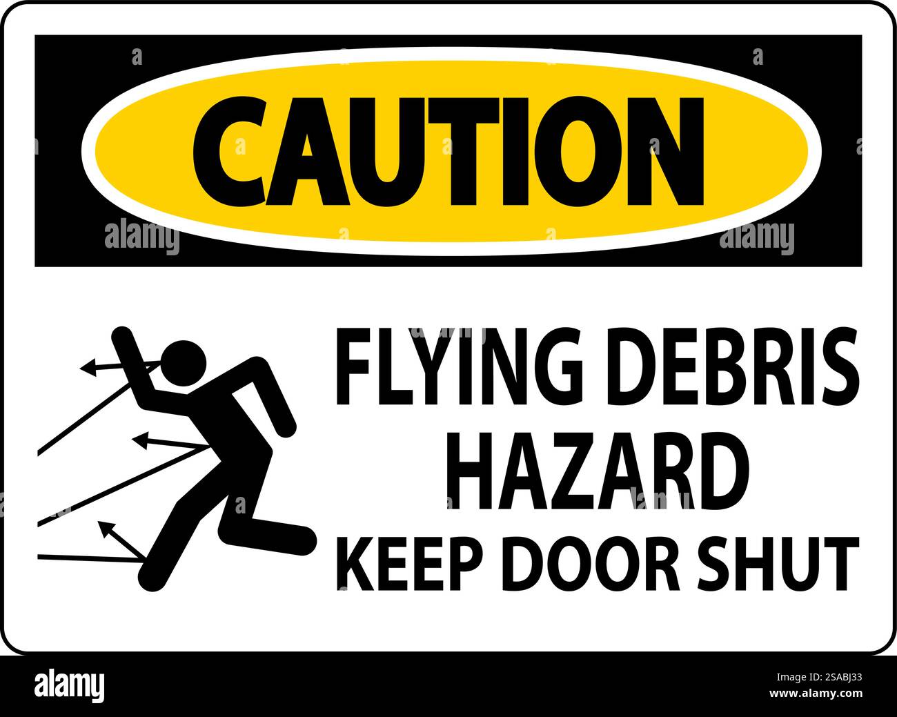 Avertissement, risque de débris volants, garder la porte fermée Illustration de Vecteur