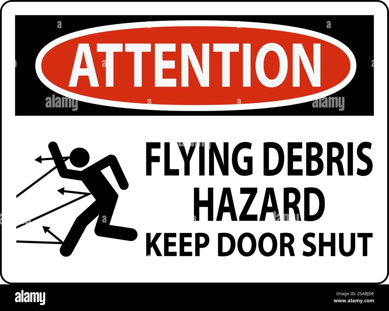 Avertissement, risque de débris volants, garder la porte fermée Illustration de Vecteur
