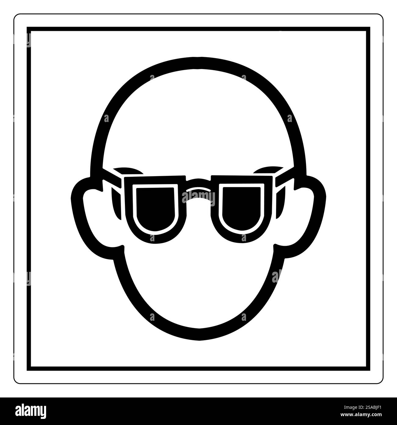Icône minimaliste d'une tête chauve avec des lunettes de soleil Illustration de Vecteur