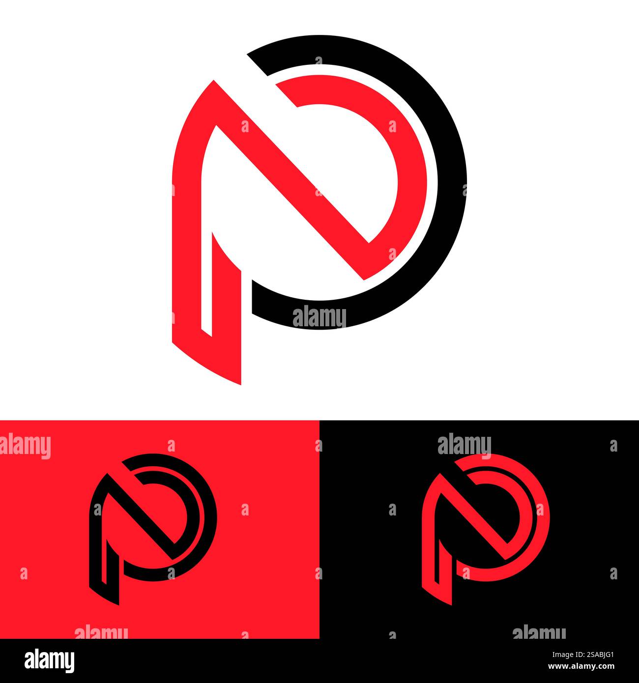 Lettres de l'alphabet monogramme logo PN, NP, P et N, design élégant et professionnel de lettre icône Illustration de Vecteur
