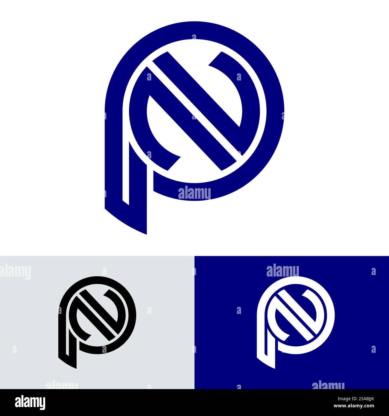 Lettres de l'alphabet monogramme logo PN, NP, P et N, design élégant et professionnel de lettre icône Illustration de Vecteur