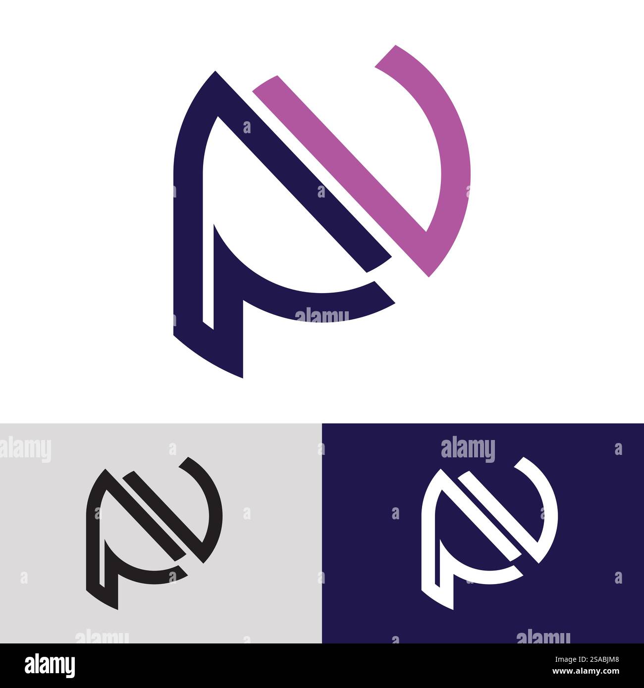 Lettres de l'alphabet monogramme logo PN, NP, P et N, design élégant et professionnel de lettre icône Illustration de Vecteur