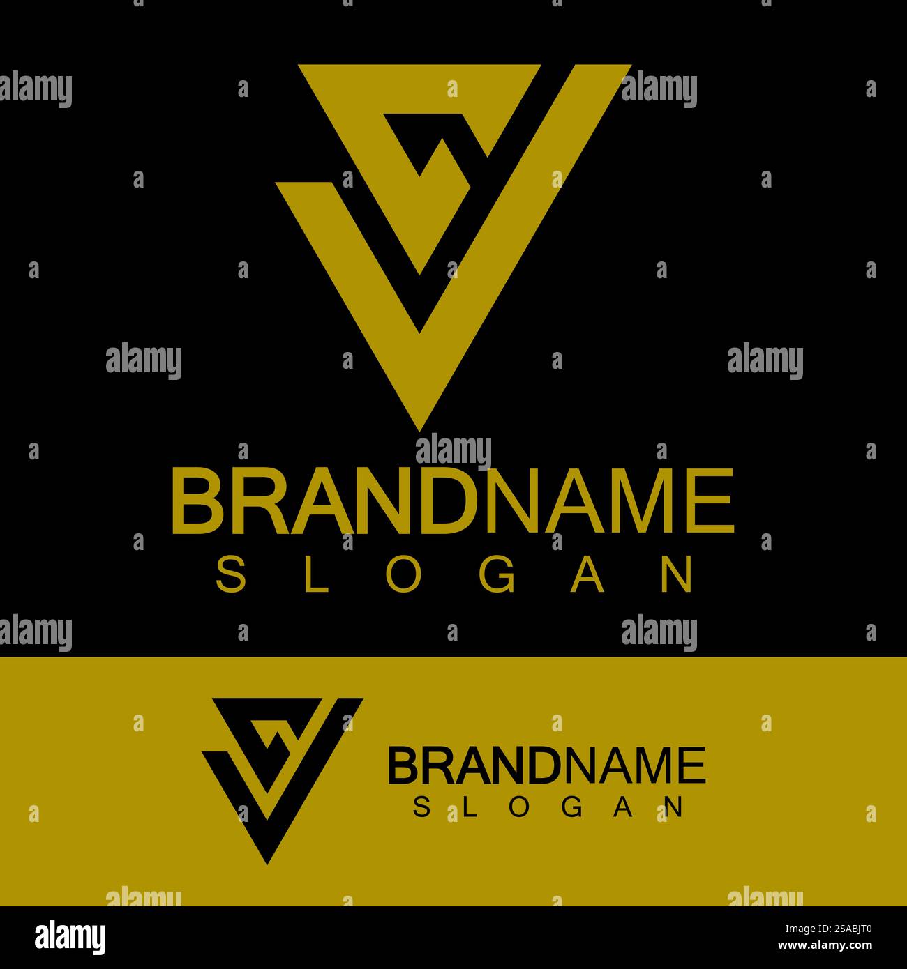 Lettre créative CV ou logo VC monogramme en forme de triangle inversé. Illustration de Vecteur