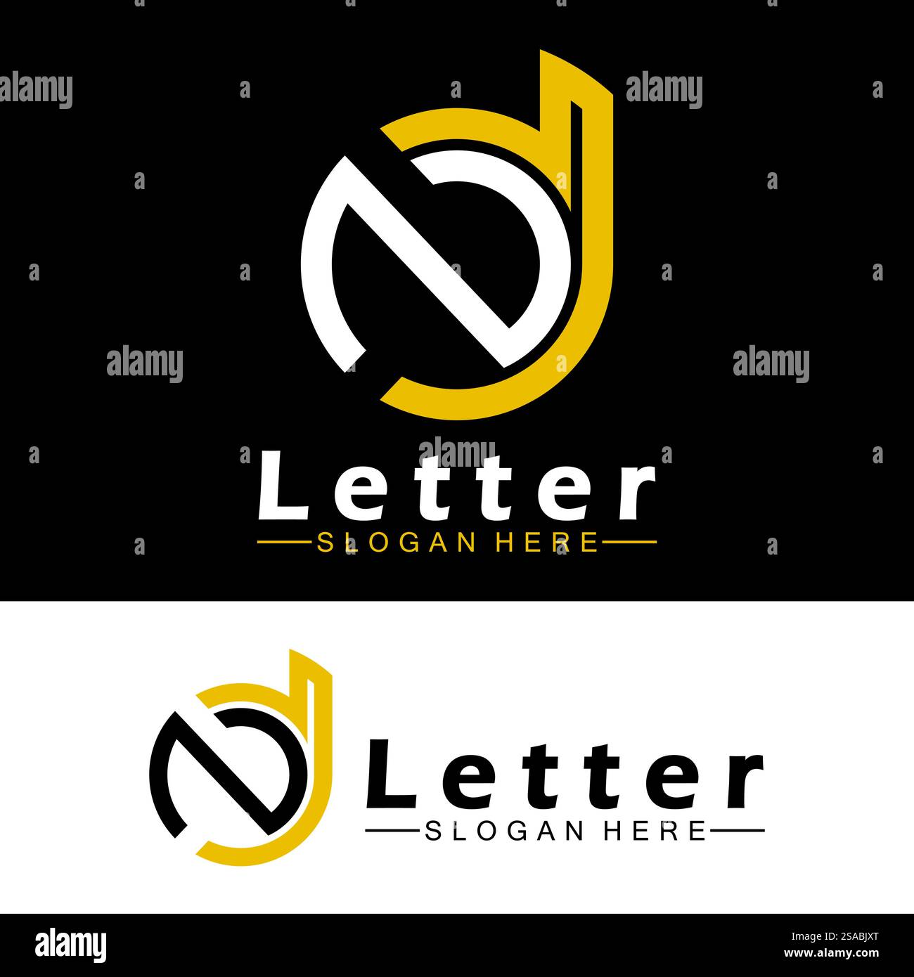 Lettres de l'alphabet monogramme logo DN, ND, d et N, design élégant et professionnel de lettre icône Illustration de Vecteur