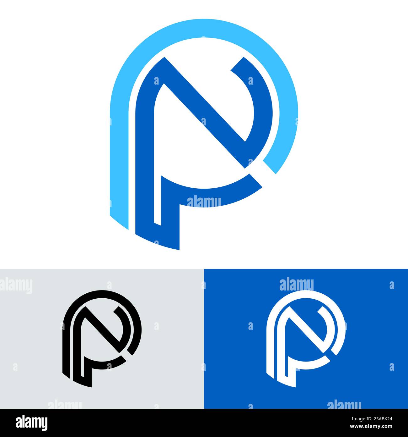 Lettres de l'alphabet monogramme logo PN, NP, P et N, design élégant et professionnel de lettre icône Illustration de Vecteur
