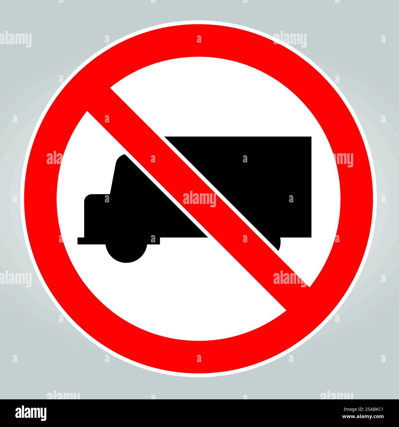 Illustration graphique d'un panneau de stationnement interdit aux camions, avec un cercle rouge audacieux avec une silhouette de camion barrée. Parfait pour le transport des restrictions de circulation. Illustration de Vecteur