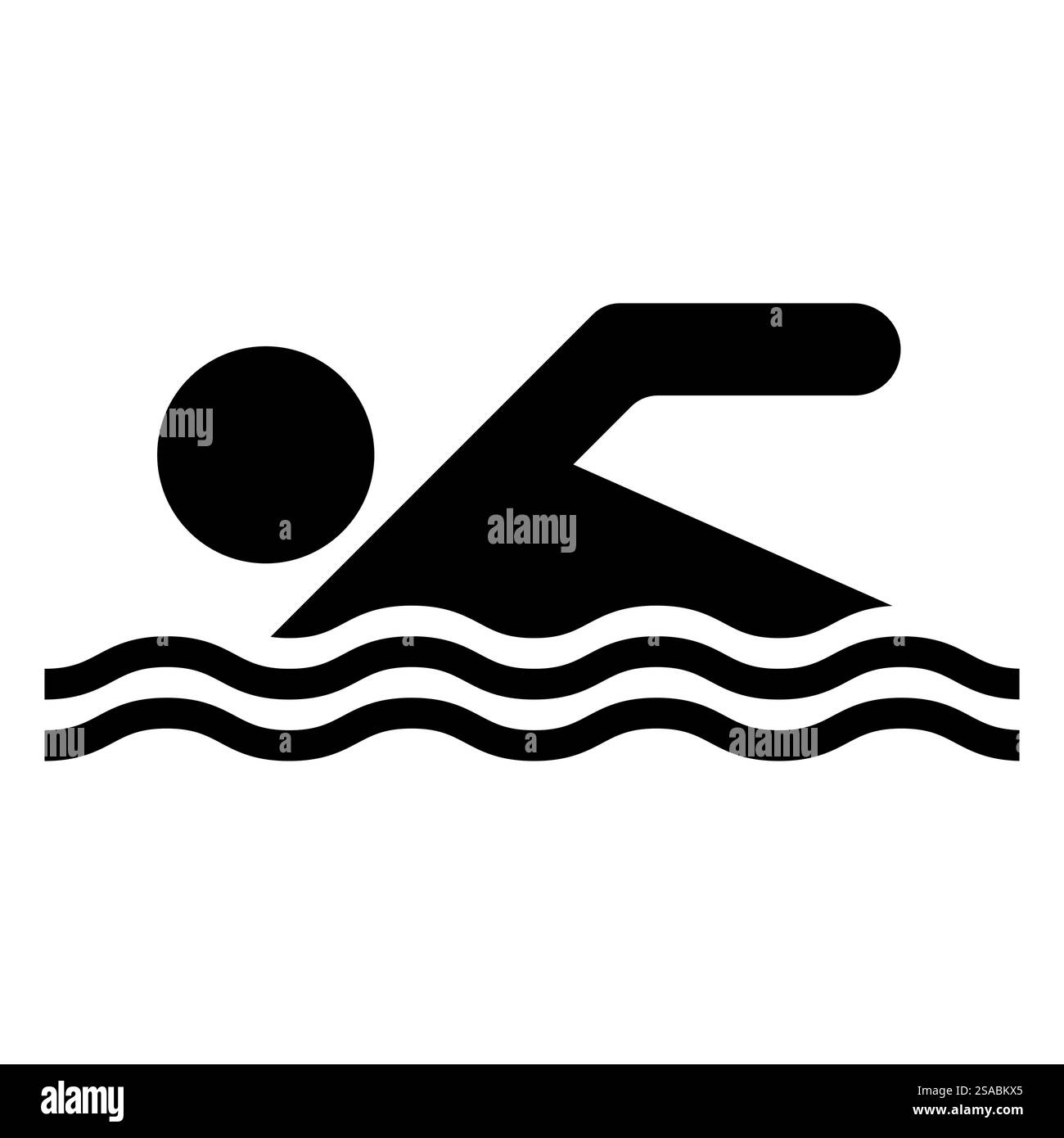 Cette icône minimaliste de la natation représente le fitness, les loisirs et les activités aquatiques. Idéal pour promouvoir la santé, les sports nautiques et le plaisir récréatif. Illustration de Vecteur
