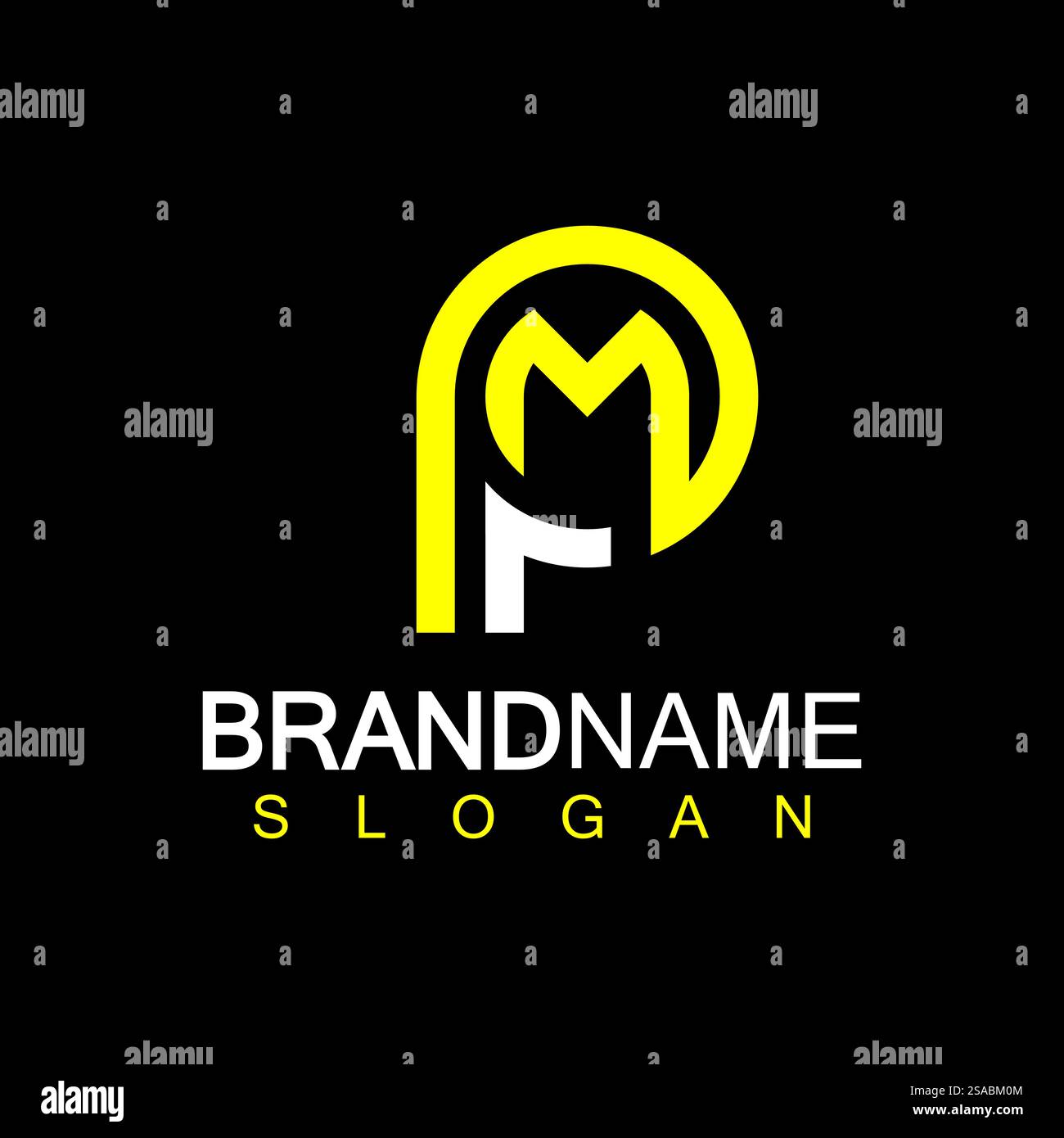 Lettres alphabétiques modèle de conception de logo PM ou MP Illustration de Vecteur