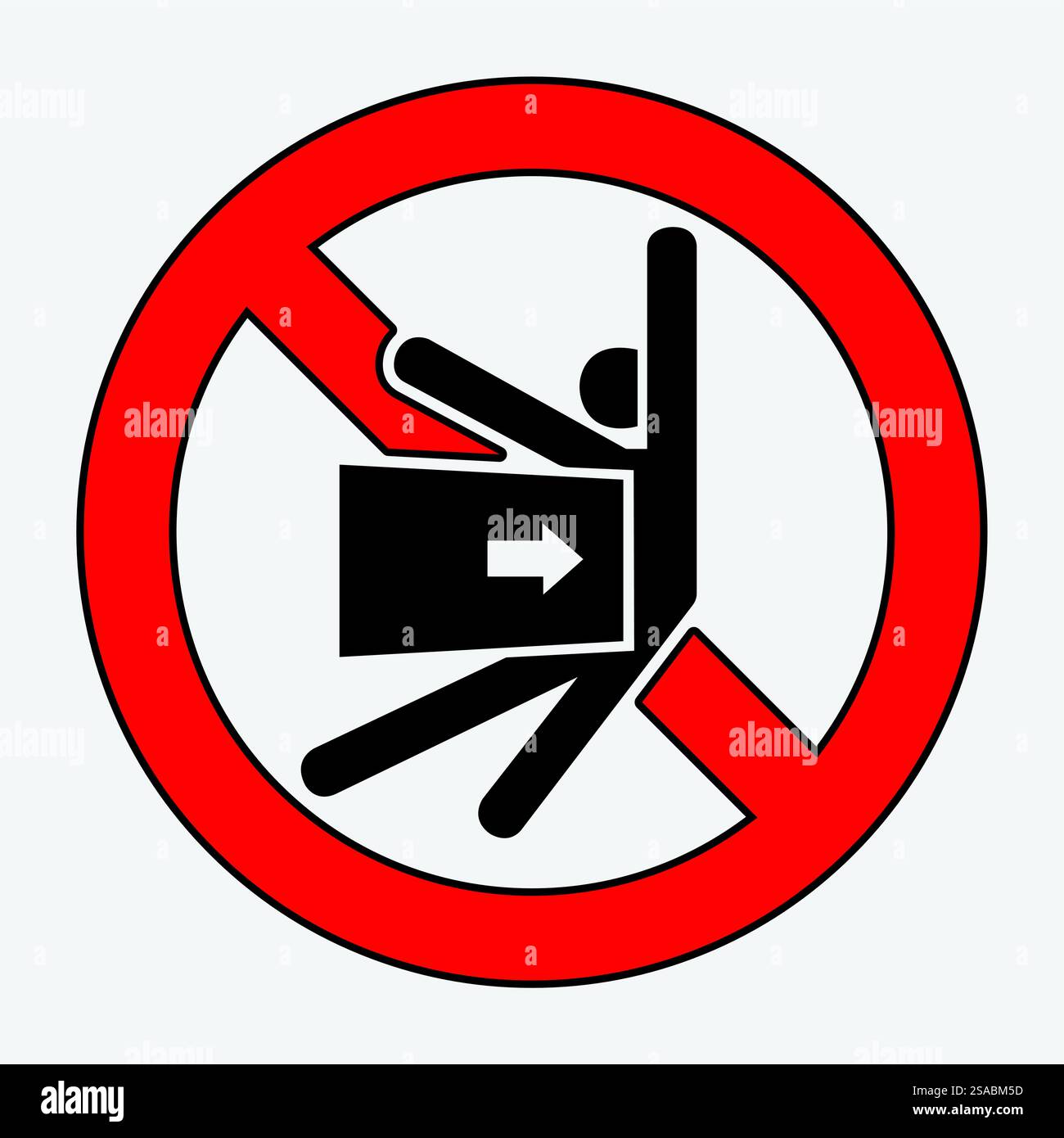 Ce graphique illustre un panneau d'interdiction indiquant une restriction de mouvement. Doté d'une figure stylisée et d'une flèche, il transmet un message fort sur la sécurité et la prudence. Illustration de Vecteur