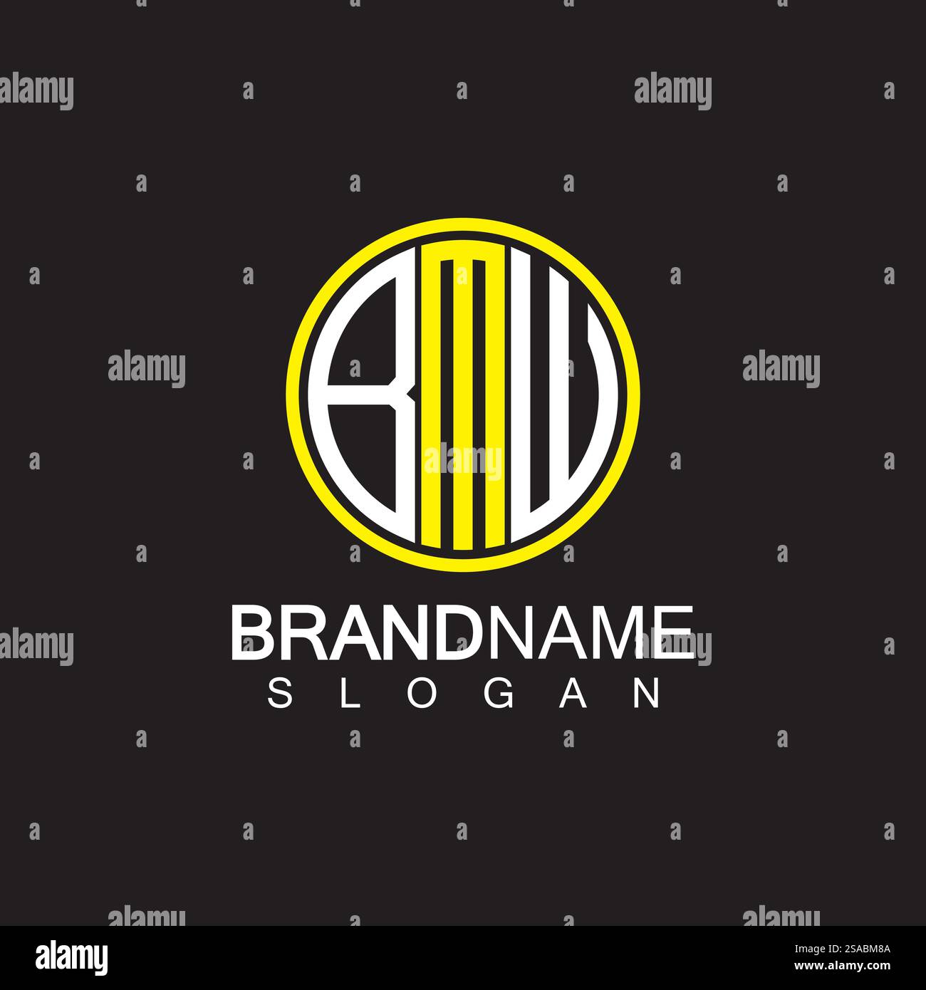 Modèle de conception de logo de lettre BMW isolé sur fond noir Illustration de Vecteur