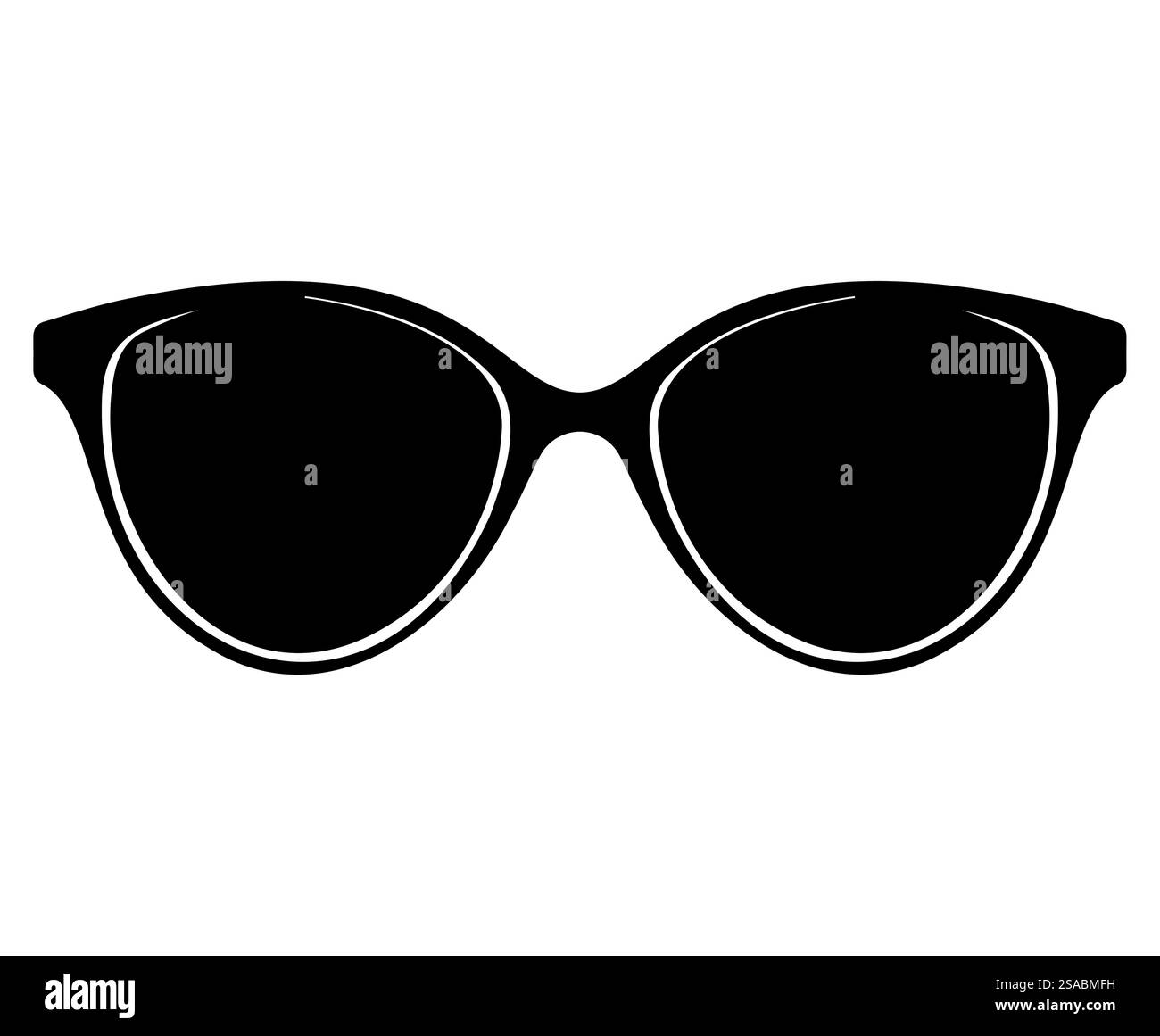 Une silhouette noire élégante de lunettes de soleil élégantes, parfaite pour les projets sur le thème de la mode ou le contenu lié à l'été. Idéal pour les dessins et illustrations modernes. Illustration de Vecteur