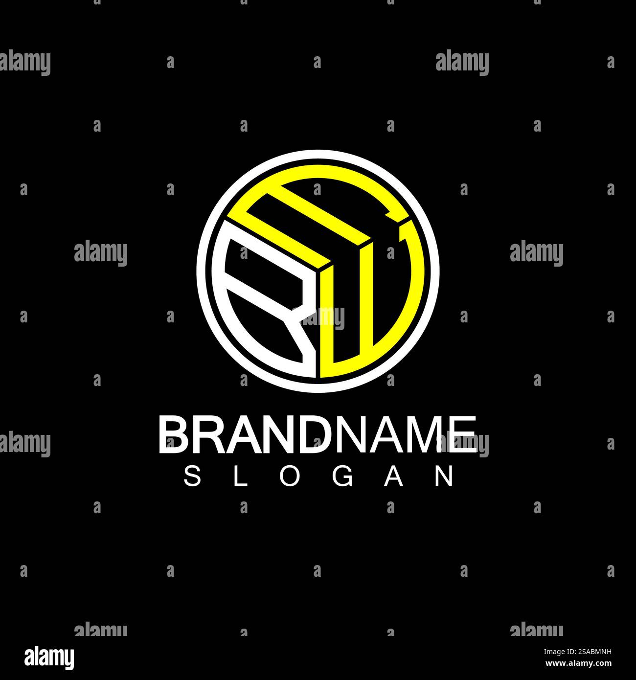 Modèle de conception de logo de lettre BMW isolé sur fond noir Illustration de Vecteur