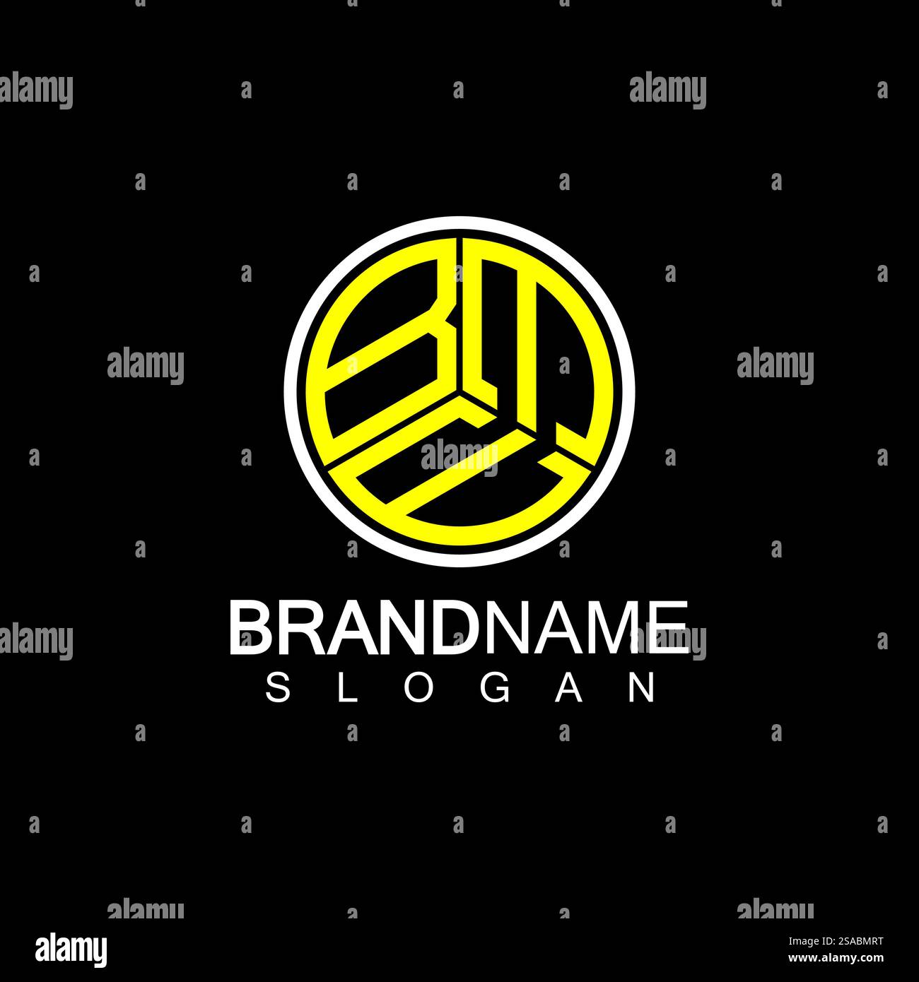 Modèle de conception de logo de lettre BMW isolé sur fond noir Illustration de Vecteur