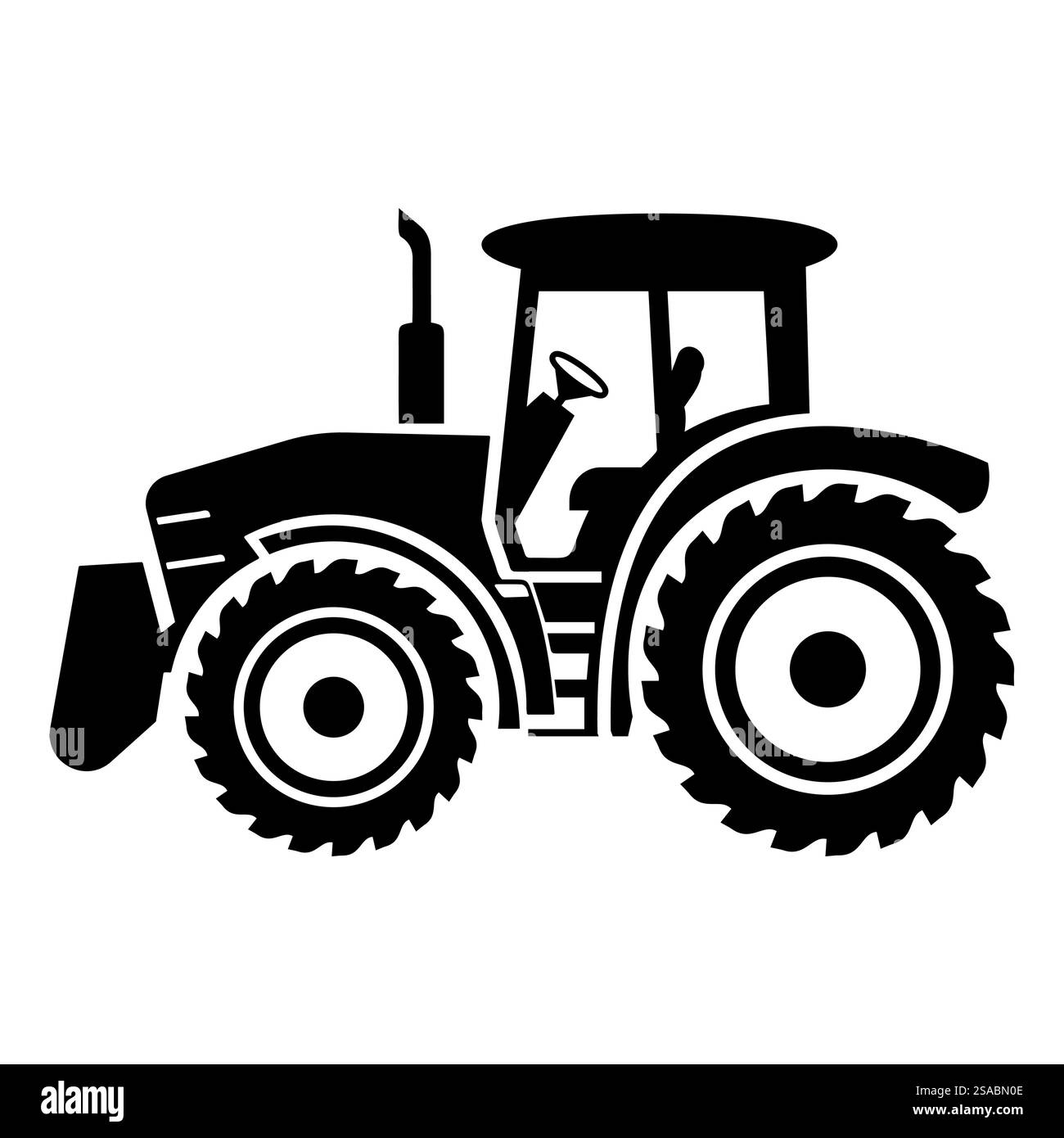 Une silhouette noire d'un tracteur moderne, symbolisant l'agriculture et les innovations agricoles. Ce véhicule polyvalent représente l'économie rurale et la productivité. Illustration de Vecteur