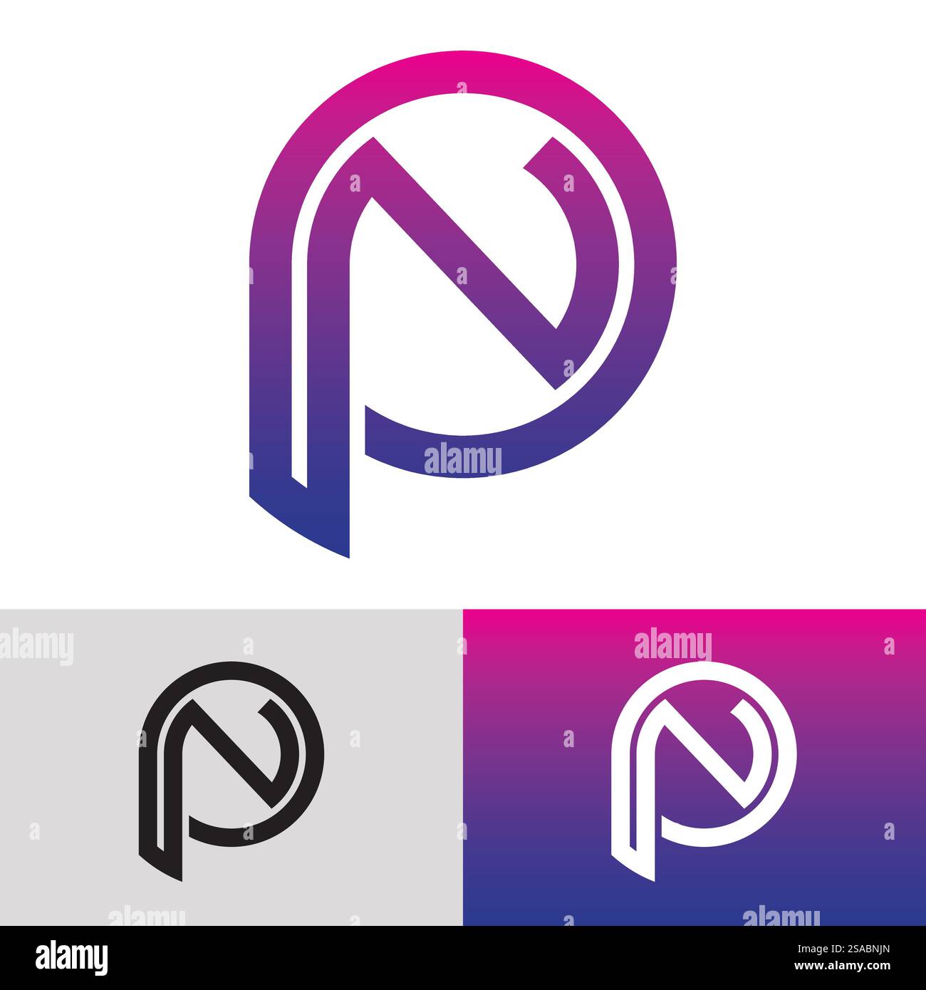Lettres de l'alphabet monogramme logo PN, NP, P et N, design élégant et professionnel de lettre icône Illustration de Vecteur